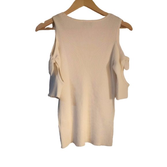 NEW CeCe Tie Sleeve Cold Shoulder Sweater - Picture 5 of 6